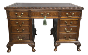 Chippendale Mahogany Pedestal Desk, 1880