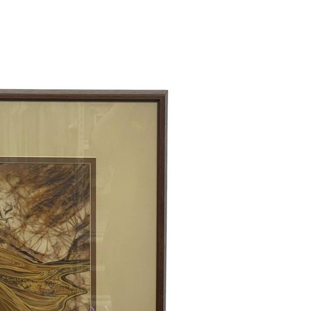 1970s Louise "Lou" Wilson Signed Batik Art Triptych, Framed Nature and Wildlife Landscape.. For Sale - Image 4 of 10