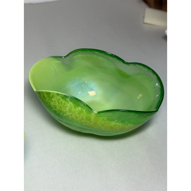Vintage Italian Murano Green Art Glass Bowls, Set of 4 For Sale - Image 17 of 17