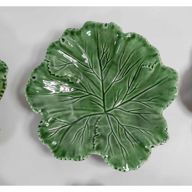 Secla Mid-Century Set of 6 Green Cabbage Luncheon Plates by Secla Portugal For Sale - Image 4 of 18