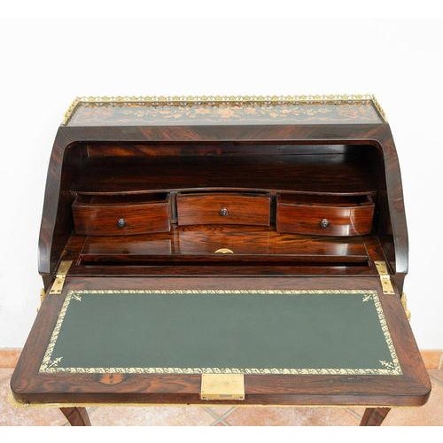 Antique Folding Table with Inlay and Gilt Bronze Accents, 19th Century For Sale - Image 3 of 6