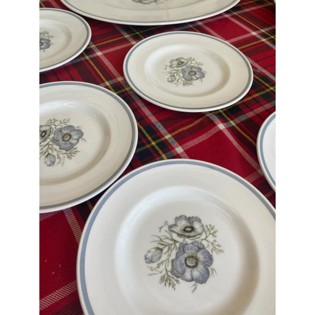 A beautiful set of dishes including 10 smaller round plates, 3 bigger round plates, 1 oblong plate, 1 tea cup with a...