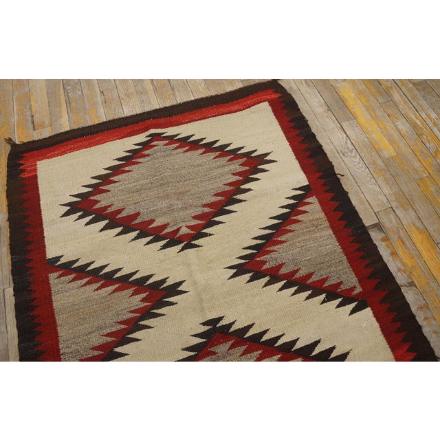 1930s Ivory Geoemtric Tribal American Navajo "Double Saddle" Rug 3' X 3'9" Flatweave Wool Carpet For Sale - Image 14 of 18
