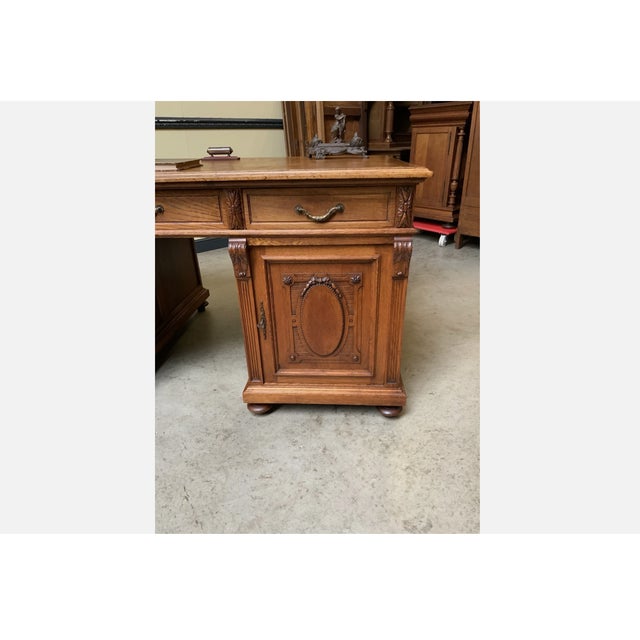 Antique Freestanding Desk in Oak, 1910 For Sale - Image 4 of 12
