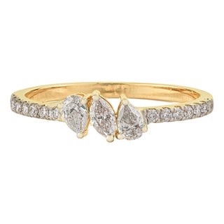 14k Yellow Gold 0.42ct Mixed-Cut Diamond Cluster Ring Size 6 by VRJewels For Sale