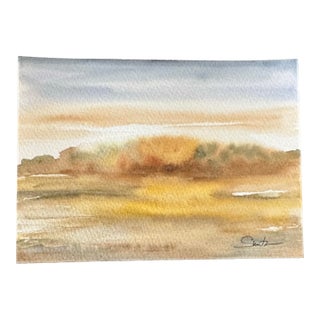 Original Watercolor Landscape “Golden Hour” For Sale