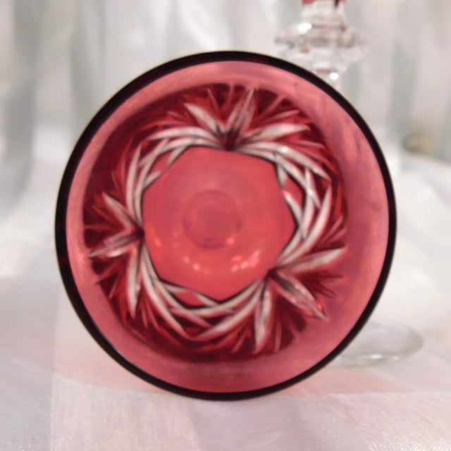 1960s Pink Nachtmann Nierstein Cut to Clear Decanter With Glasses For Sale - Image 9 of 10