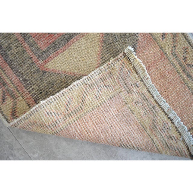 Farmhouse Small Oushak Rug Mat. Hand Knotted Petite Rug - 19" X 38" For Sale - Image 3 of 4