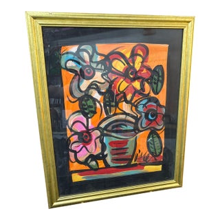 1970s Peter Keil Flowers Abstract Still Life Painting For Sale