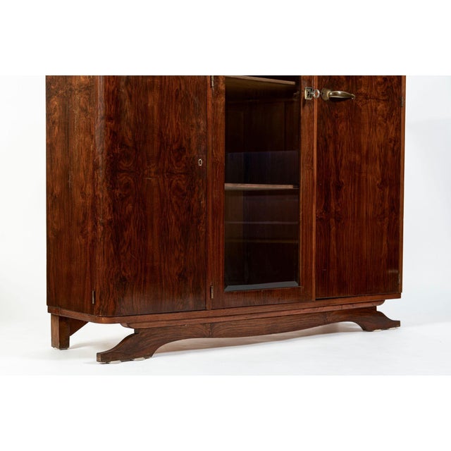 Antique French Art Deco Rosewood Vitrine Display Cabinet or Bookcase, 1940s For Sale - Image 11 of 17