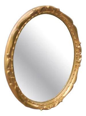 Vintage Gold Gilt Bronze Oval Wall Mirror, Belgium, 1970s