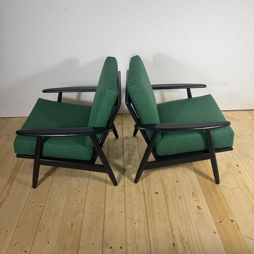 Pair of 1960s Danish Armchairs – Mid-Century Teak and Fabric Seating
