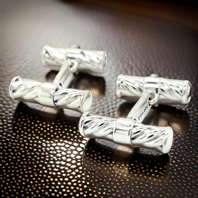 Metal 1990s Pair of David Yurman Estate Men Cufflinks Sterling Silver For Sale - Image 7 of 8