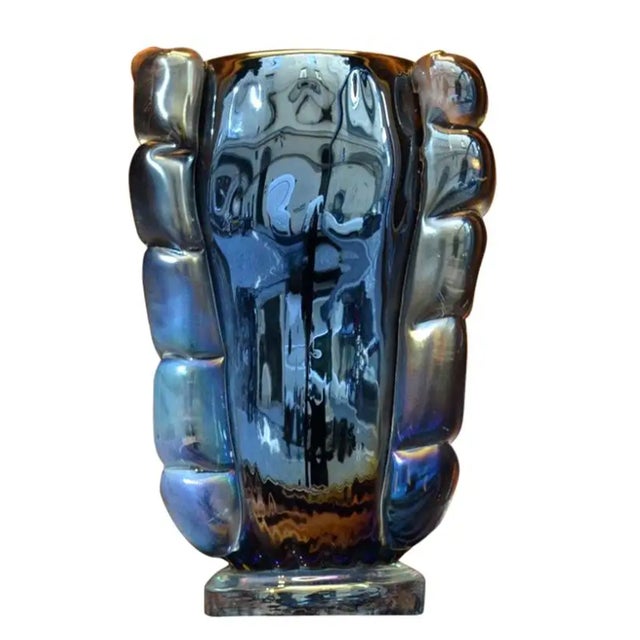 1950s Costantini Murano Iridescent Mirrored Murano Glass Italian Vase, Signed For Sale - Image 10 of 10