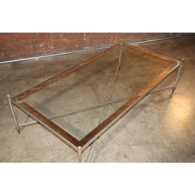 Brass A Steel & Brass Coffee Table by Maison Jansen, France, 1950s For Sale - Image 8 of 13