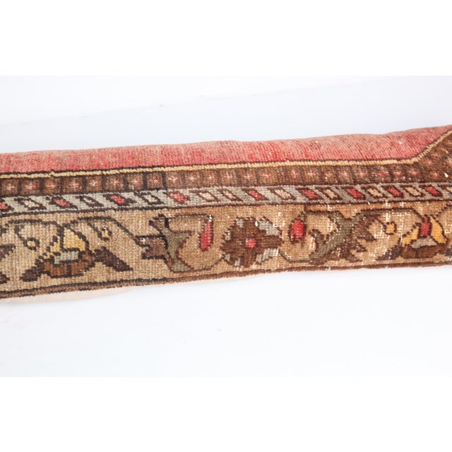 Red Handwoven Decorative REd&Brown Tone Lumbar Rug Pillow Cover -13'' X 44'' For Sale - Image 8 of 9