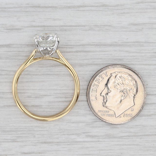 Metal 2.12ctw Round Diamond Solitaire Engagement Ring 18k Gold Platinum Size 6.5 Gia For Sale - Image 7 of 8