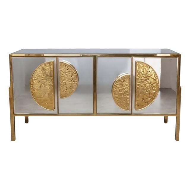 Mirrored Sideboard with Embossed Brass Handles from Justfurnituress For Sale