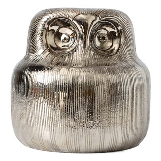 Silver Ceramic Owl by Aldo Londi for Bitossi, 1970s For Sale