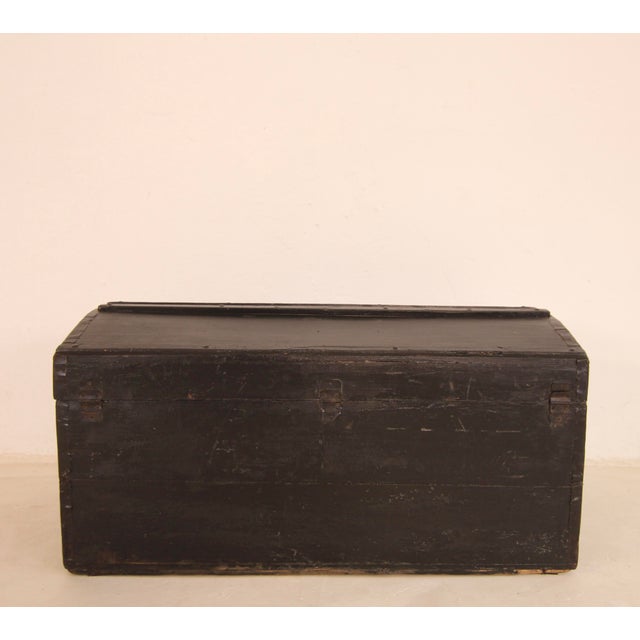 Vintage Steamship Black Trunk, 1920s For Sale - Image 18 of 18