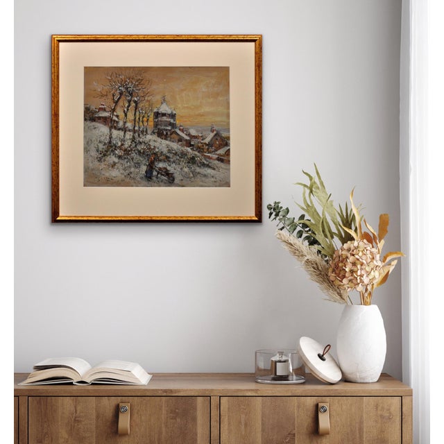 Gaston Cornil, Gathering Winter Fuel, Time of the Great War, 1890s, Gouache & Watercolor & Paper, Framed For Sale - Image 13 of 18