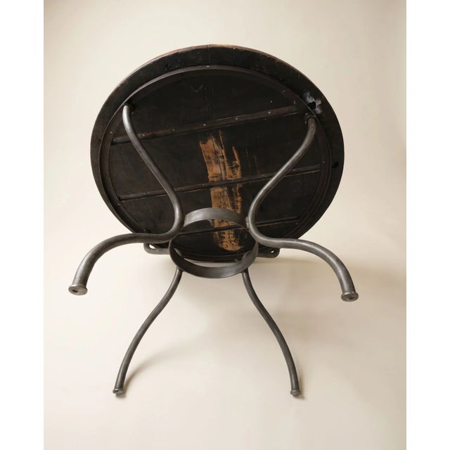 Late 20th Century Round Wood & Wrought Iron Dining Table For Sale - Image 4 of 5