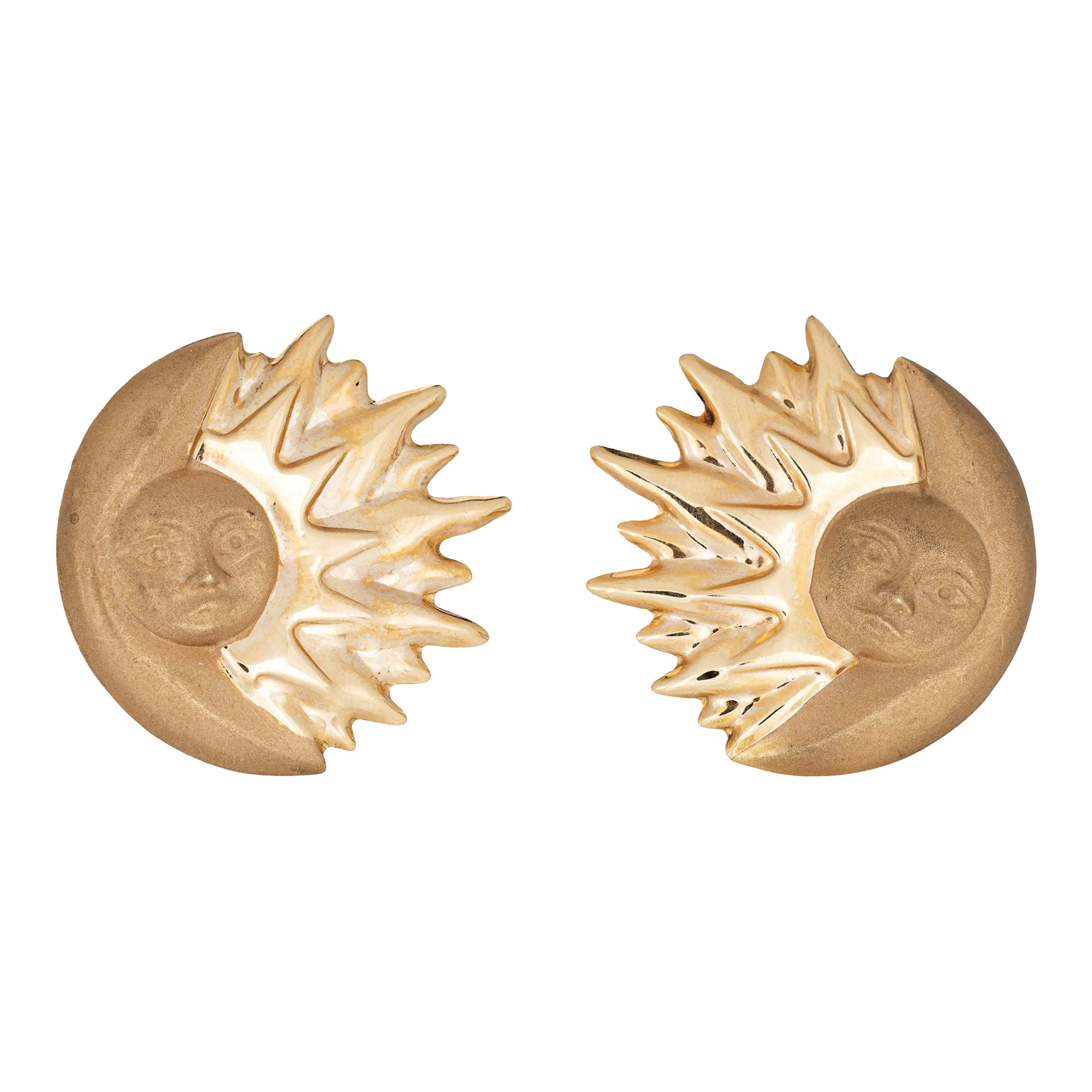 Antiquity Celestial Gravity Brass Hoop Earrings - Dome Shaped Floating Design