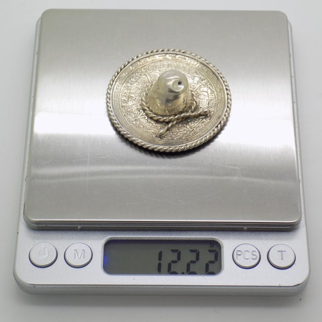 Vintage Mexican Genuine Sterling Silver 925 Traditional Mexican Hat Figurine, 1970s For Sale - Image 10 of 13