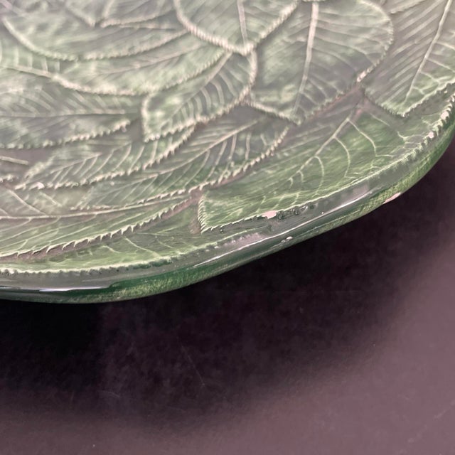 Vietri Majolica Foglia Leonardo 16" Oval Platter Green Leaf Leaves Italy 7971/42 For Sale - Image 9 of 12