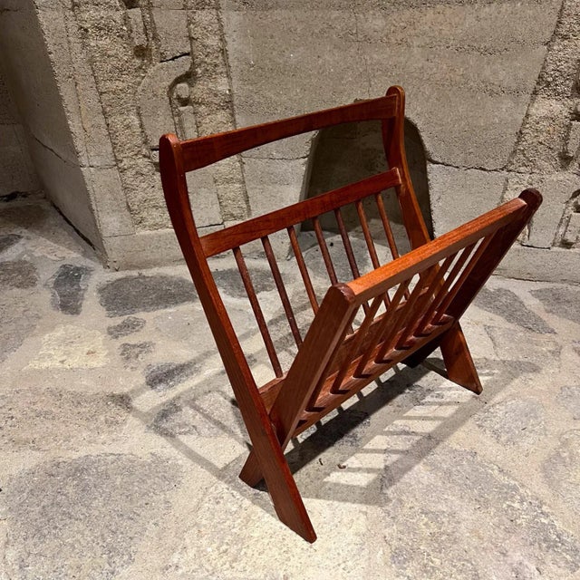 For your consideration, a vintage 1960s Danish Mid-Century Modern folding teak magazine rack, designed by American...