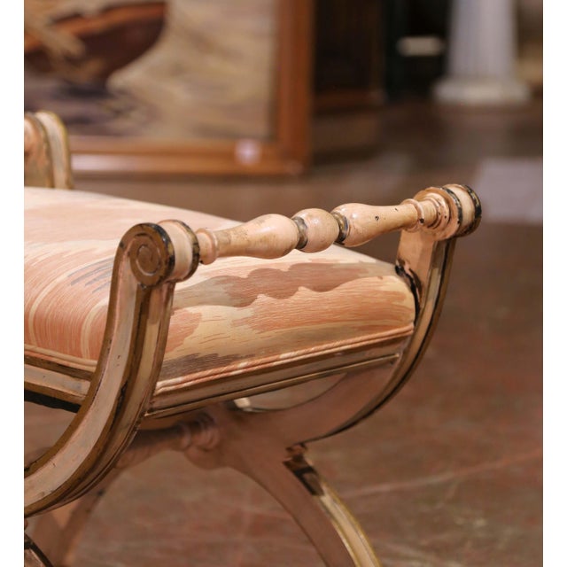 Mid-Century Italian Painted Curule Stool With Turned Handles and X-Form Base For Sale In Dallas - Image 6 of 9