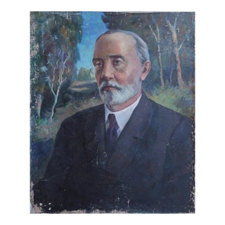 Antique Male Portrait Oil Painting, Soviet Ukrainian Artist, 1970s 170-140 For Sale