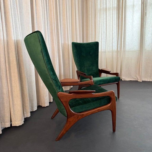 Craft Associates 1960s Pair of High Back 2224-C Armchairs by Adrian Pearsall for Craft Associates For Sale - Image 4 of 12