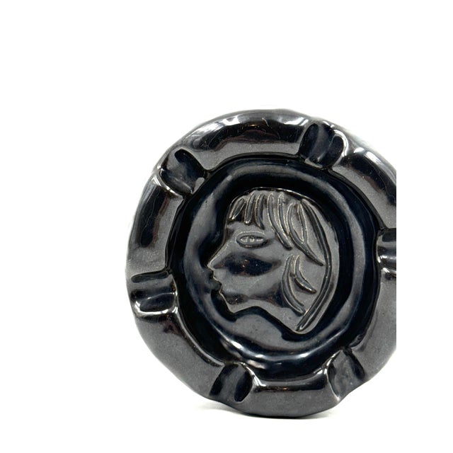 Mid-Century Black Glazed Ceramic Ashtray from Accolay, France, 1960s For Sale - Image 11 of 14