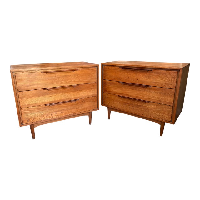 Pair of Oak and Walnut Mid-Century Modern Dressers by Merton Gershun For Sale