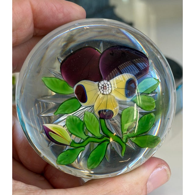Rare Antique Purple Pansy Lampwork Paperweight