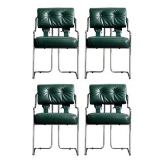 Brand New Emerald Green Leather 'Tucroma' Chairs by Guido Faleschini for Mariani - Set of 4 For Sale