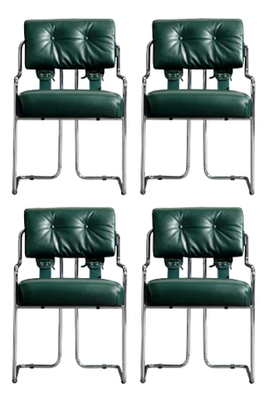 Brand New Emerald Green Leather 'Tucroma' Chairs by Guido Faleschini for Mariani - Set of 4