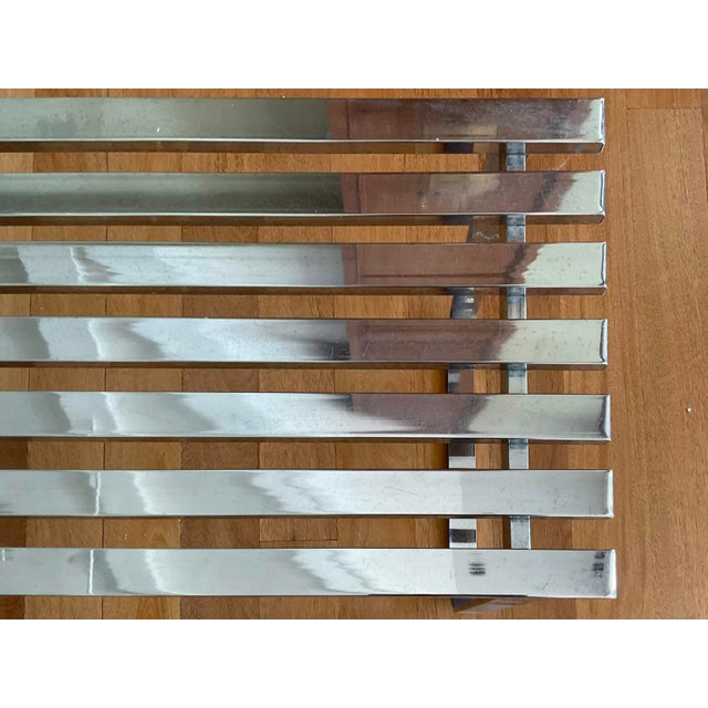 Vintage Milo Baughman Chrome Slatted Coffee Table Bench for Dia For Sale - Image 10 of 12