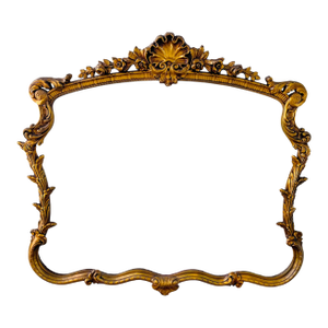 Rococo Shell Crest Floral Antique Gold Mirror Frame