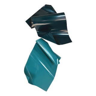 Pair of Crushed Metal Wall Scuplutres For Sale