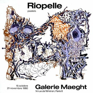 Riopelle Poster Lithograph Pastels 1980 For Sale
