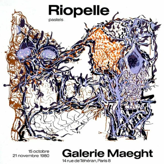 Riopelle Poster Lithograph Pastels 1980 For Sale