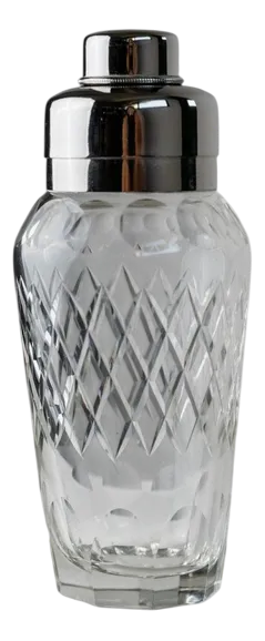 Vintage Crystal Glass Cocktail Shaker in Stainless Steel, 1960s