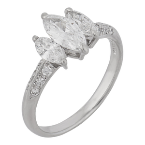 Vintage Diamond Platinum Three Stone Engagement Ring ,Size 5.25