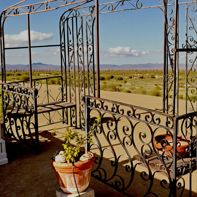 Mid-Century Mediterranean Custom Wrought Iron Garden Pergola 1965 For Sale - Image 11 of 11