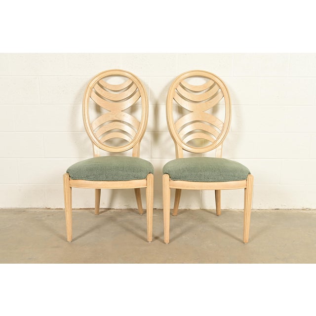 Henredon Modern Art Deco Carved Oak Side Chairs or Dining Chairs, Pair For Sale - Image 16 of 16