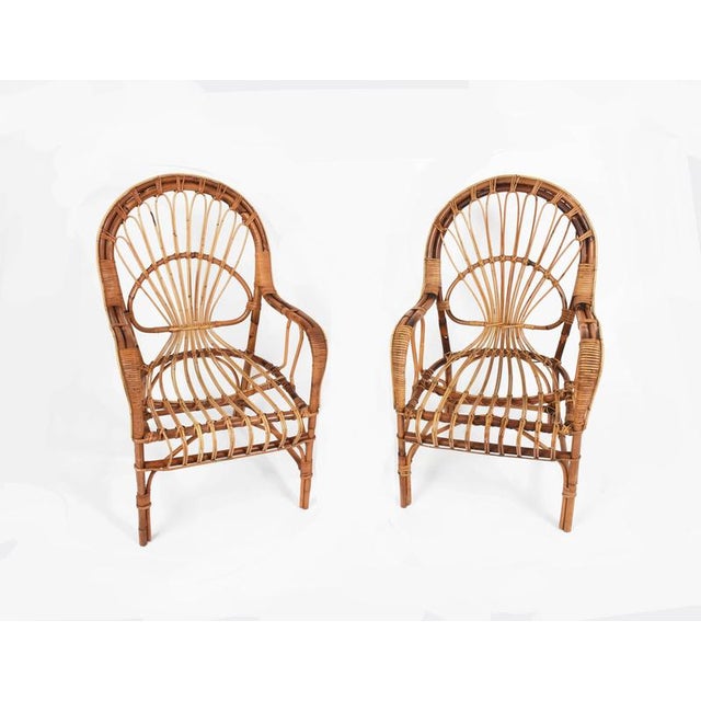Rattan and Bamboo Armchairs by Franco Albini, Italy, 1960s, Set of 2 For Sale - Image 9 of 11
