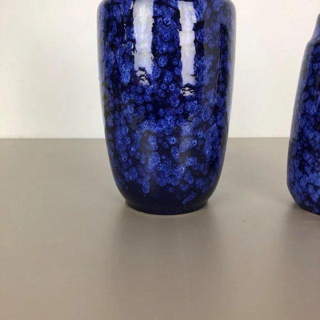 Model Blue Pottery Fat Lava Vases from Scheurich, Germany, 1970s, Set of 2 For Sale - Image 14 of 18