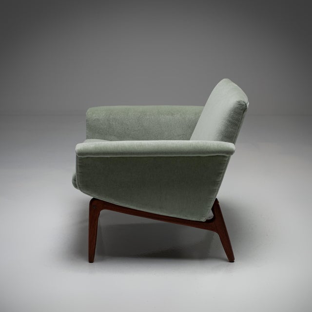 1960s Vintage Danish Chair in Green Wool Velvet, 1960s For Sale - Image 5 of 12
